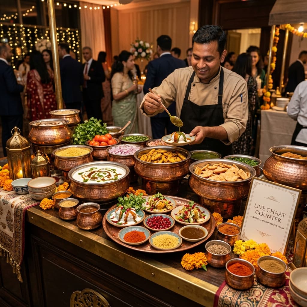 Authentic Dilli Chaat Live Street Food Catering Setup